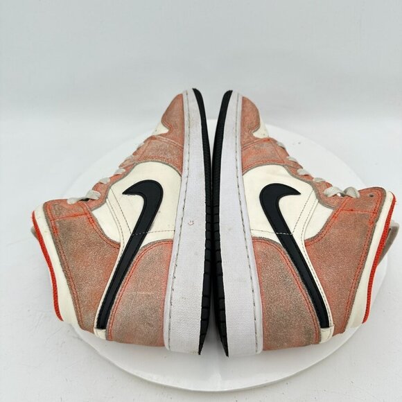 Nike Air Jordan 1 Mid Youth Size 5.5Y Women 7 DV1336-800 Orange Black White Shoe - Picture 6 of 11